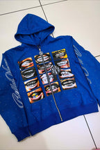 Mouth Collage Graphic Rhinestone Full Zip Hoodie