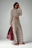 Micro Stripe Zip Jacket Wide Leg Pants Two Piece Set