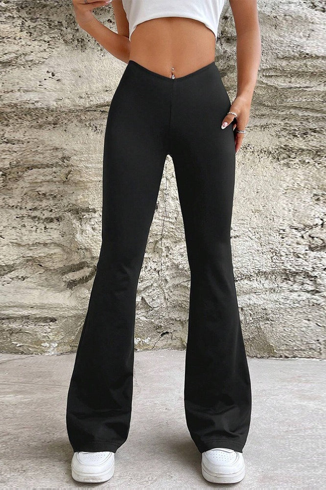 Micro Flare V Waist Slim Casual Sporty Pants Main image