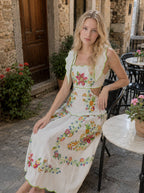 Patchwork Square-Collar Boho Dress