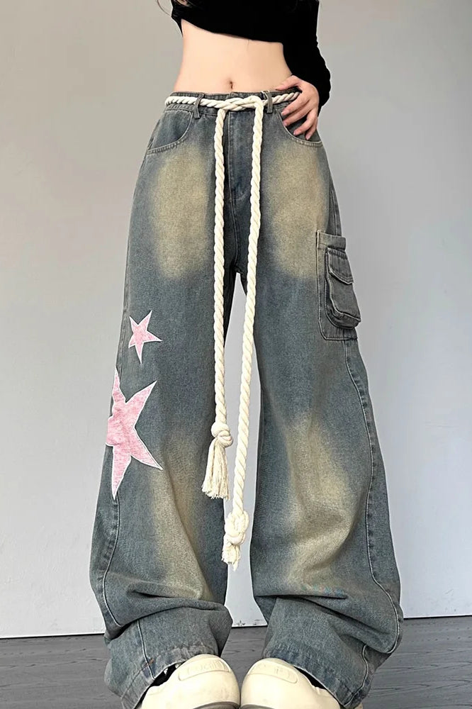 Streetwear Heart Patchwork Jeans Main image