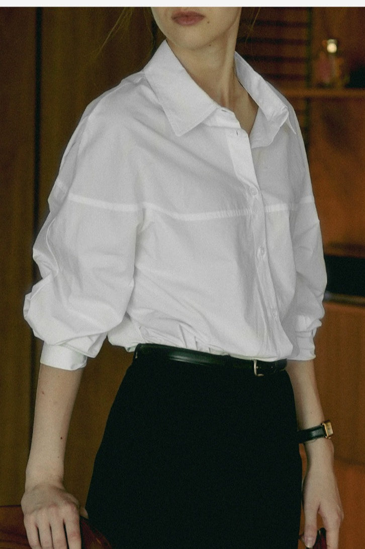 Line Cut Collared Cotton Blouse Main image