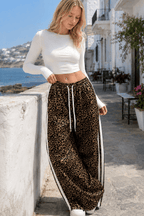 Leopard Print Spliced Casual Pants