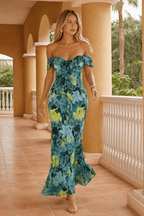 Tube Tie Lace Mid Waist Print Slim Bodycon Dress