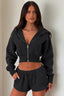 Basic Solid Cropped Hoodie Casual Two-Piece Set