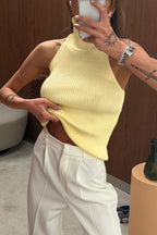Halter Backless Ribbed Sleeveless Knit Top