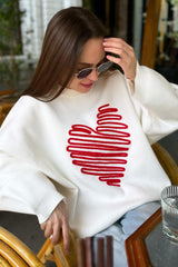 Red Heart Line Knit Sweater