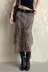 Sheer Mesh Leopard Print Pencil Skirt