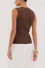 Sleeveless Cropped Knit Cardigan