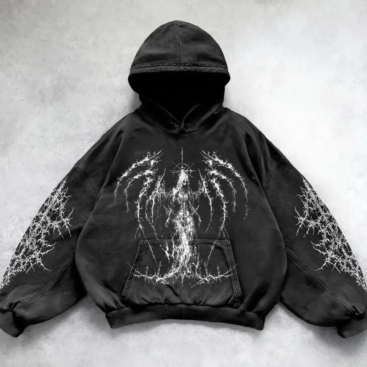 Oversized Gothic Print Hoodie Main image