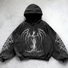 Oversized Gothic Print Hoodie