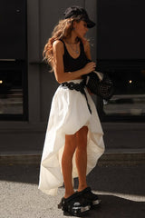 Cotton Tulip Hem Asymmetric Skirt