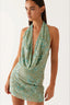 V-Neck Sequin Beaded Print Bodycon Mini Dress