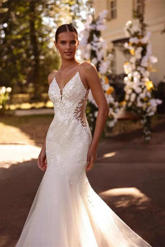 Lace Spaghetti Strap Mermaid Wedding Dress Secondary image