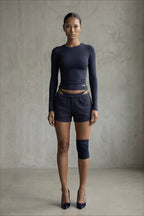 Elastic Waist Print Dolphin Hem Shorts