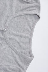 High Waist Buttoned Slim Cami Top