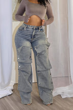 Convertible Snap Panel Straight Leg Jeans