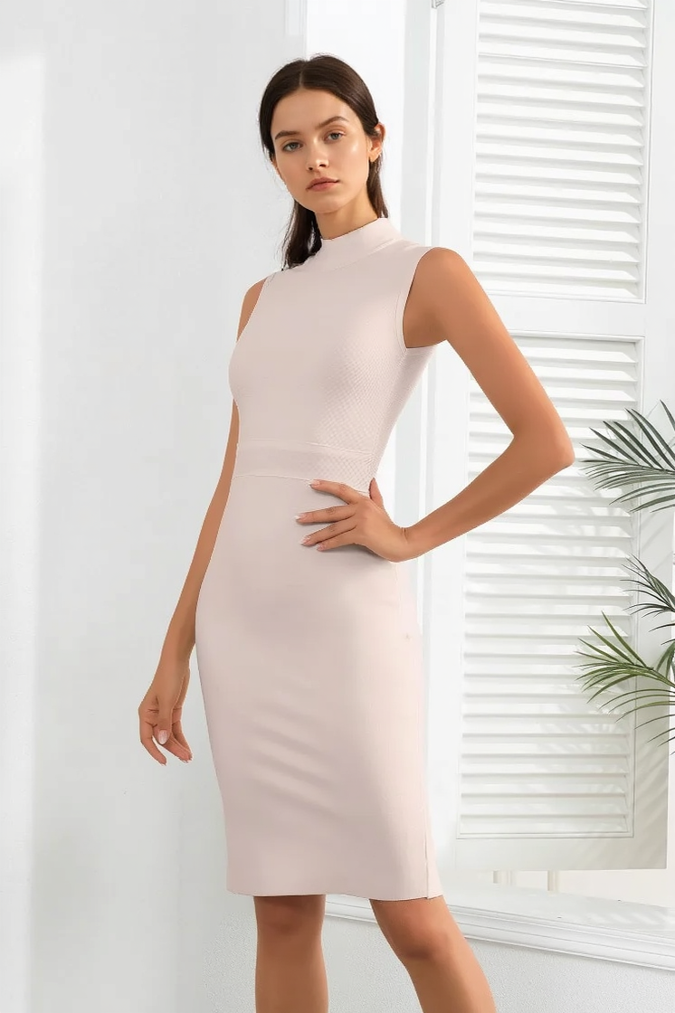 Bandage Blush Cinched Bodycon Elegant Work Dress Main image