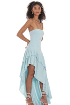 Strapless Layered Ruffle Mermaid Party Dress