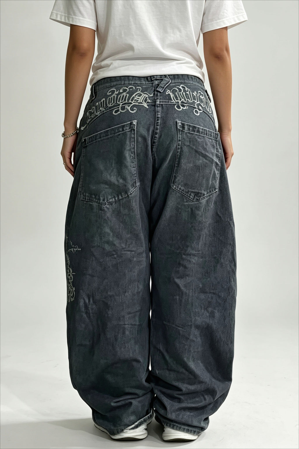 High Rise Washed Wide Leg Straight Jeans