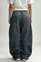 High Rise Washed Wide Leg Straight Jeans