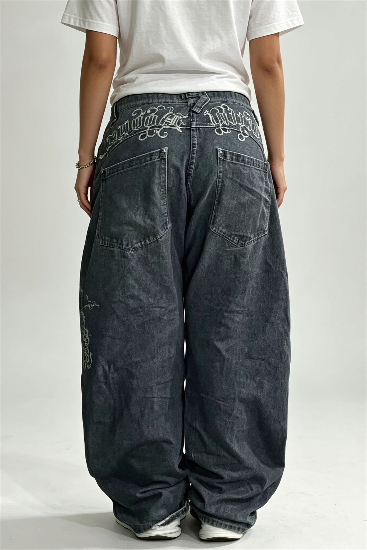 High Rise Washed Wide Leg Straight Jeans