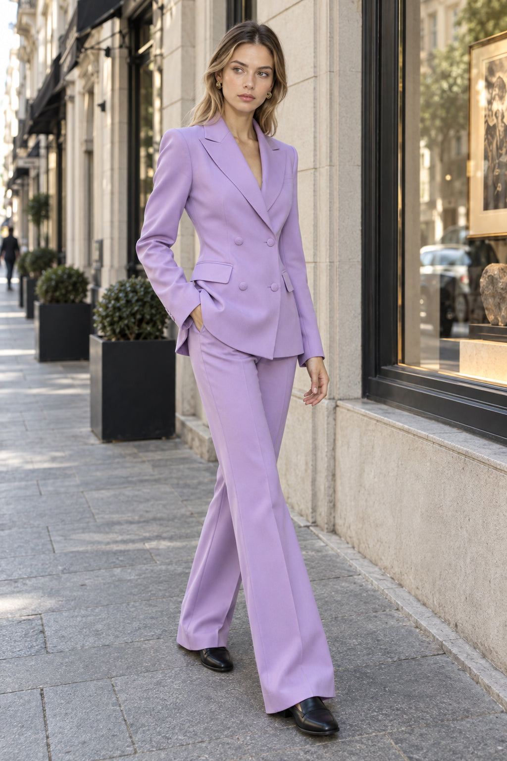 Purple Double Breasted Pant Suit