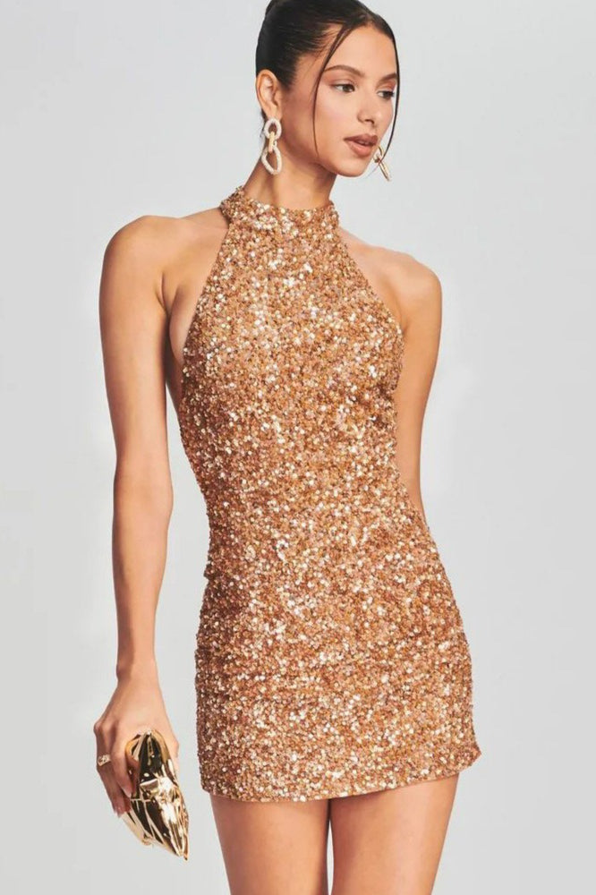 Shiny Slim Backless Sequin Dress Secondary image