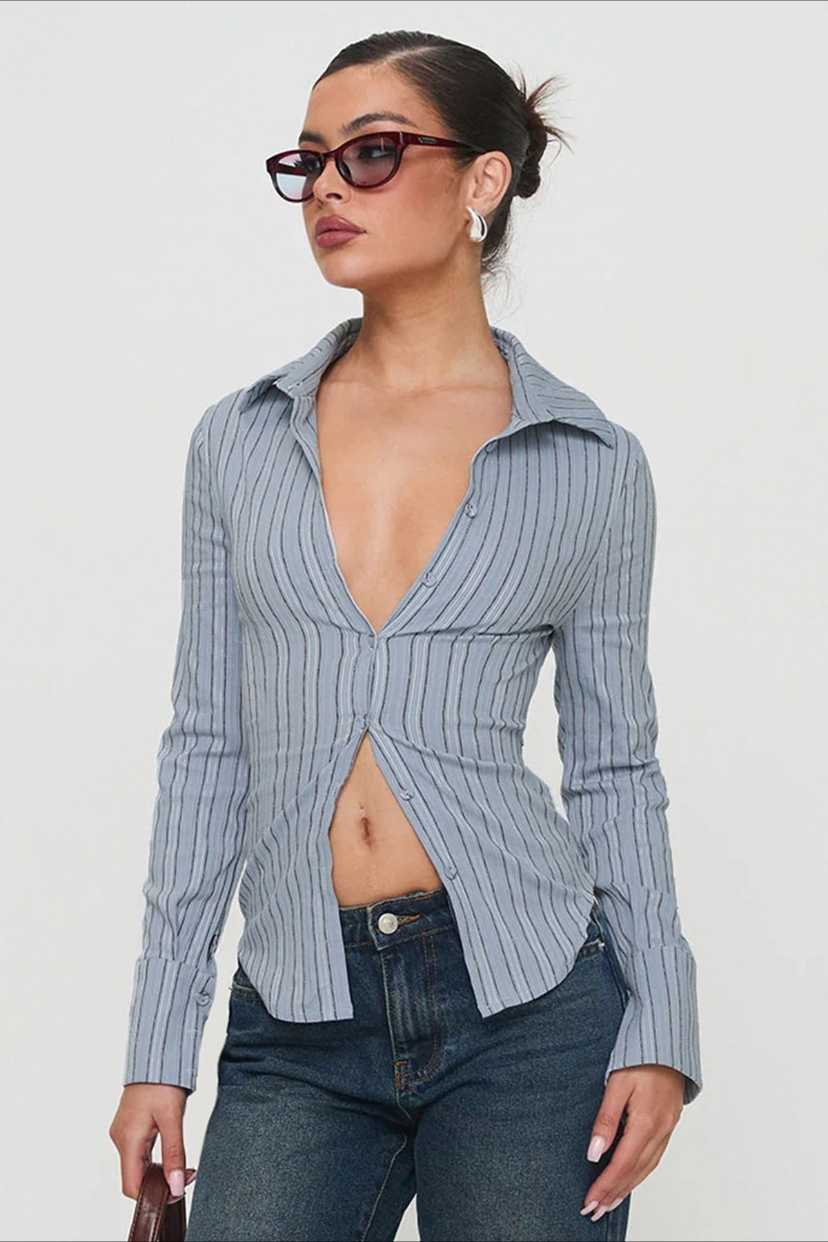Urban Striped Waist Tie Blouse Main image