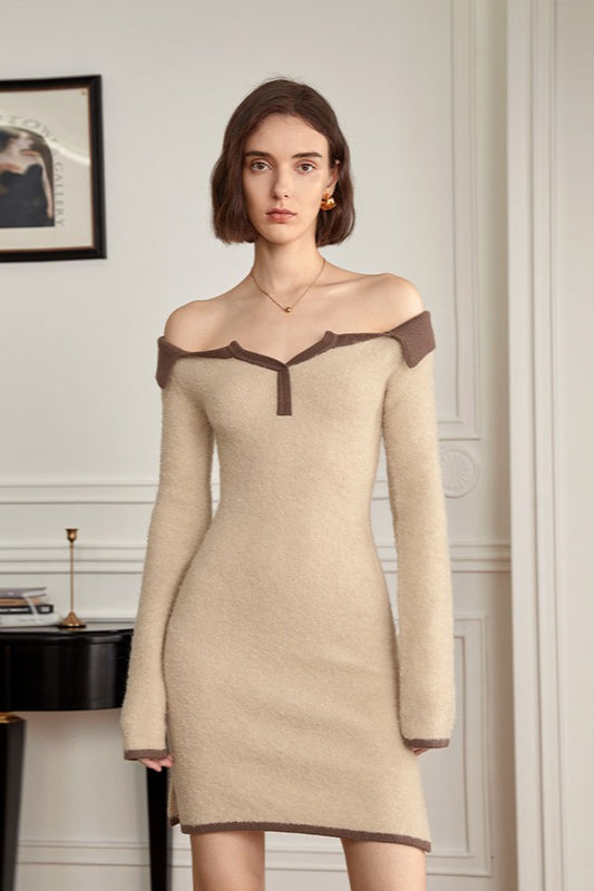 Cozy Slouchy Off Shoulder Knit Bodycon Sweater Dress Main image