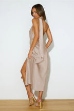 Chic Satin Slit Backless  Cocktail Dress