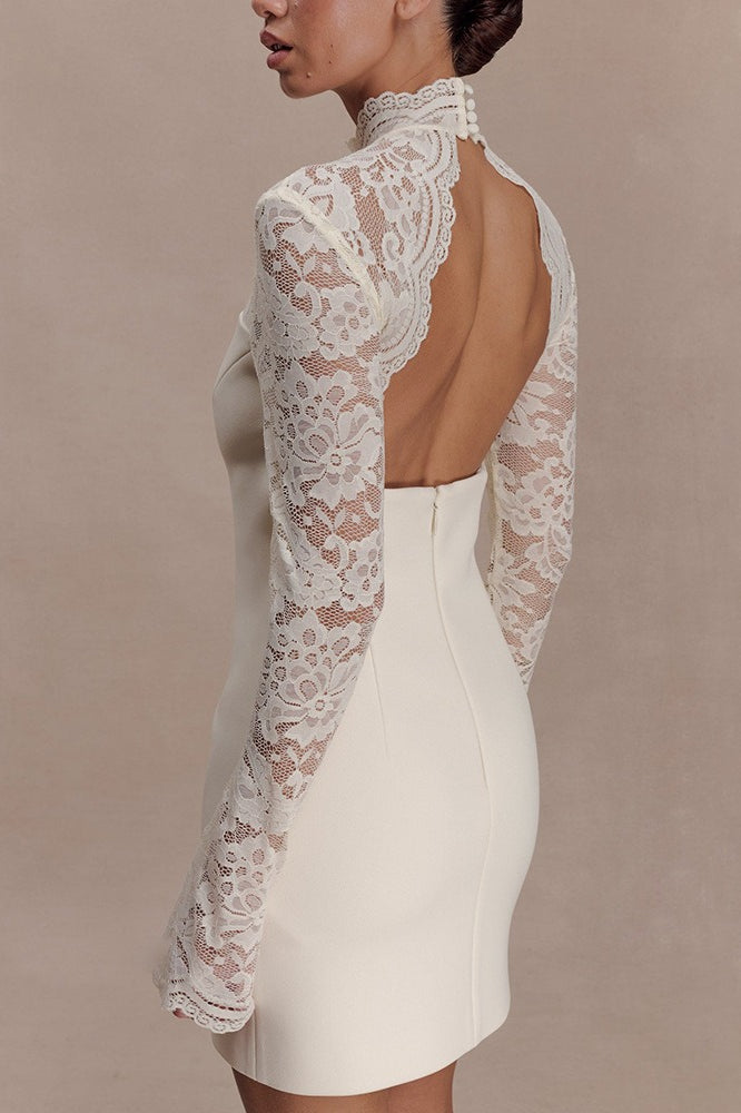 Strapless Lace Panel Sheer Backless Bodycon Lace Dress Secondary image