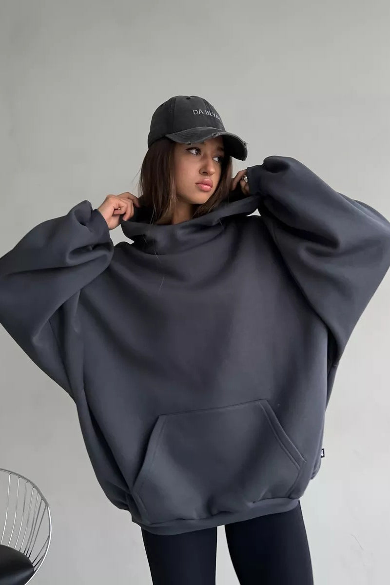 Oversized Hooded Sweatshirt with Back Print Hoodie Secondary image