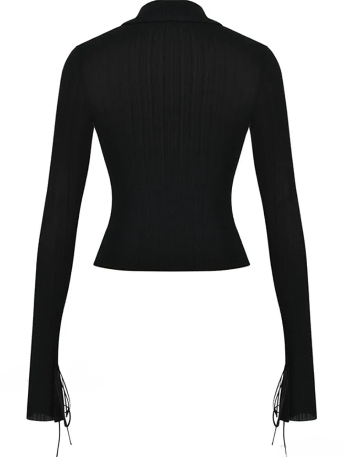 Long Sleeve Casual Turn-Down Collar Button-Down Knit Top