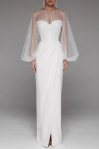 Retro Strapless Pearl Bodycon Wedding Dress