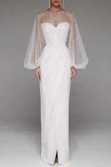 Retro Strapless Pearl Bodycon Wedding Dress