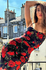 Backless Bodycon Maxi Floral Dress
