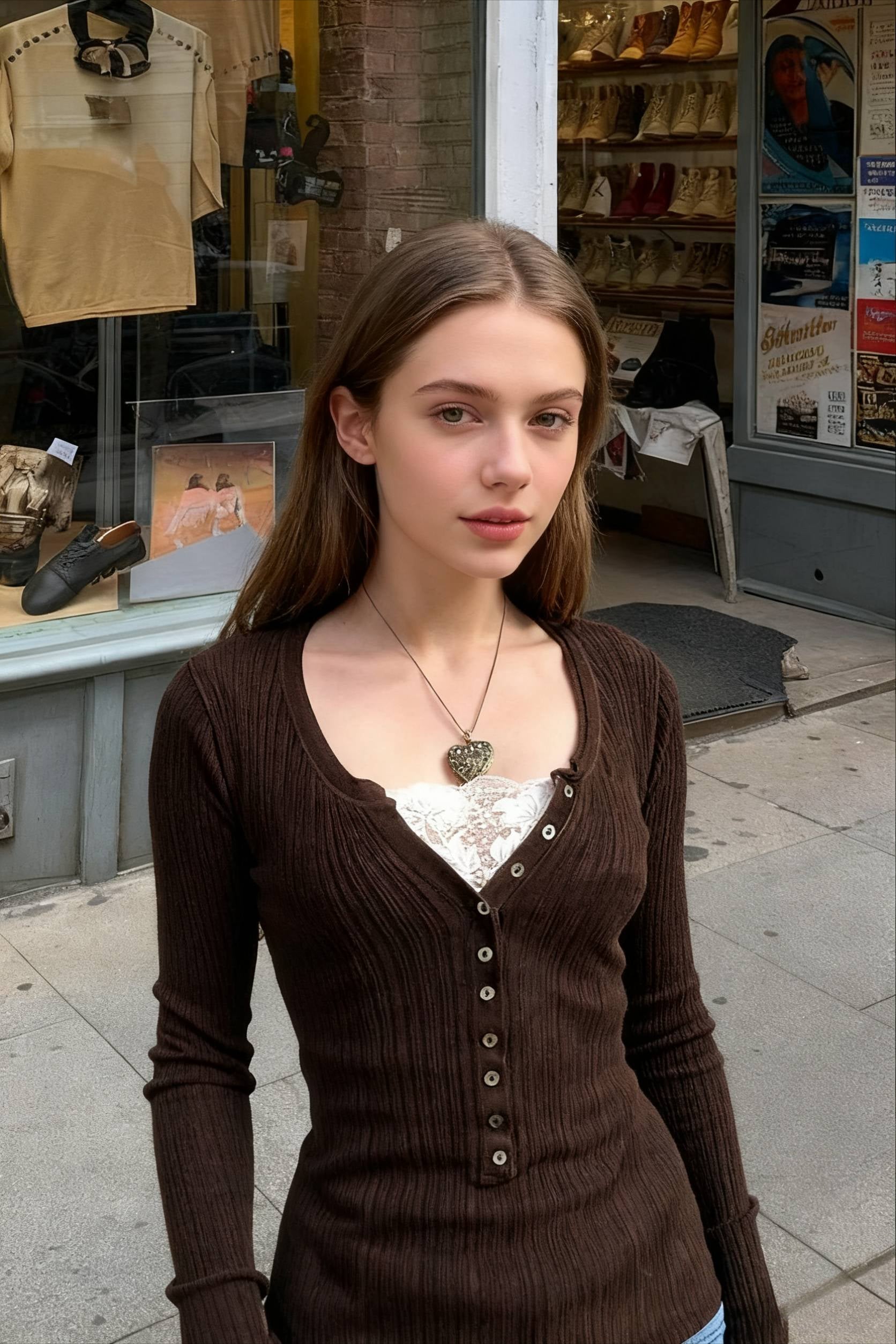 Lace Paneled Graceful Brown Tank Top Main image