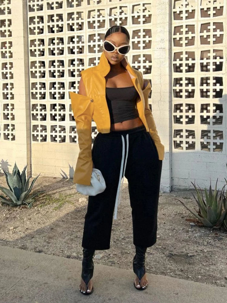 Hollow Sleeve PU Hipster Jacket Secondary image