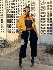 Hollow Sleeve PU Hipster Jacket