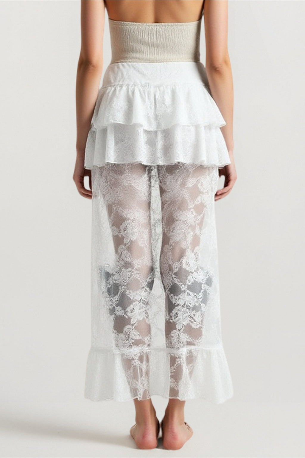 Lace Asymmetric Bodycon Skirt