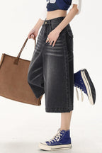 Vintage High Waist Cropped Wide Leg Jeans