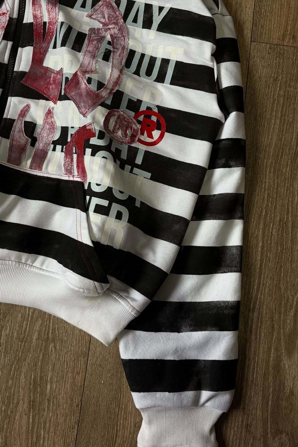 Zebra Stripe Graphic Oversized Zip Hoodie