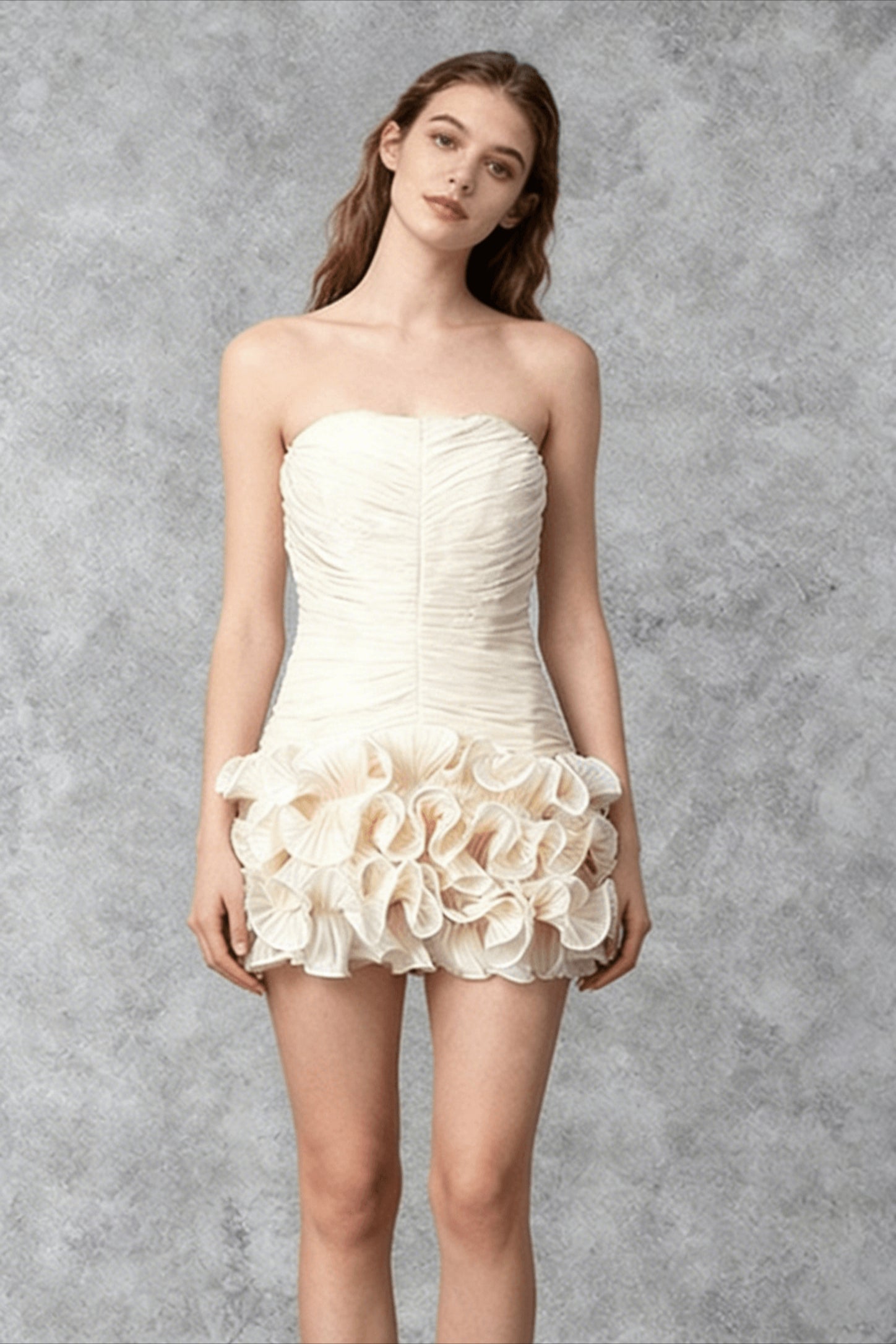 Tube Top Floral Applique Reception Dress Main image