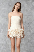Tube Top Floral Applique Reception Dress
