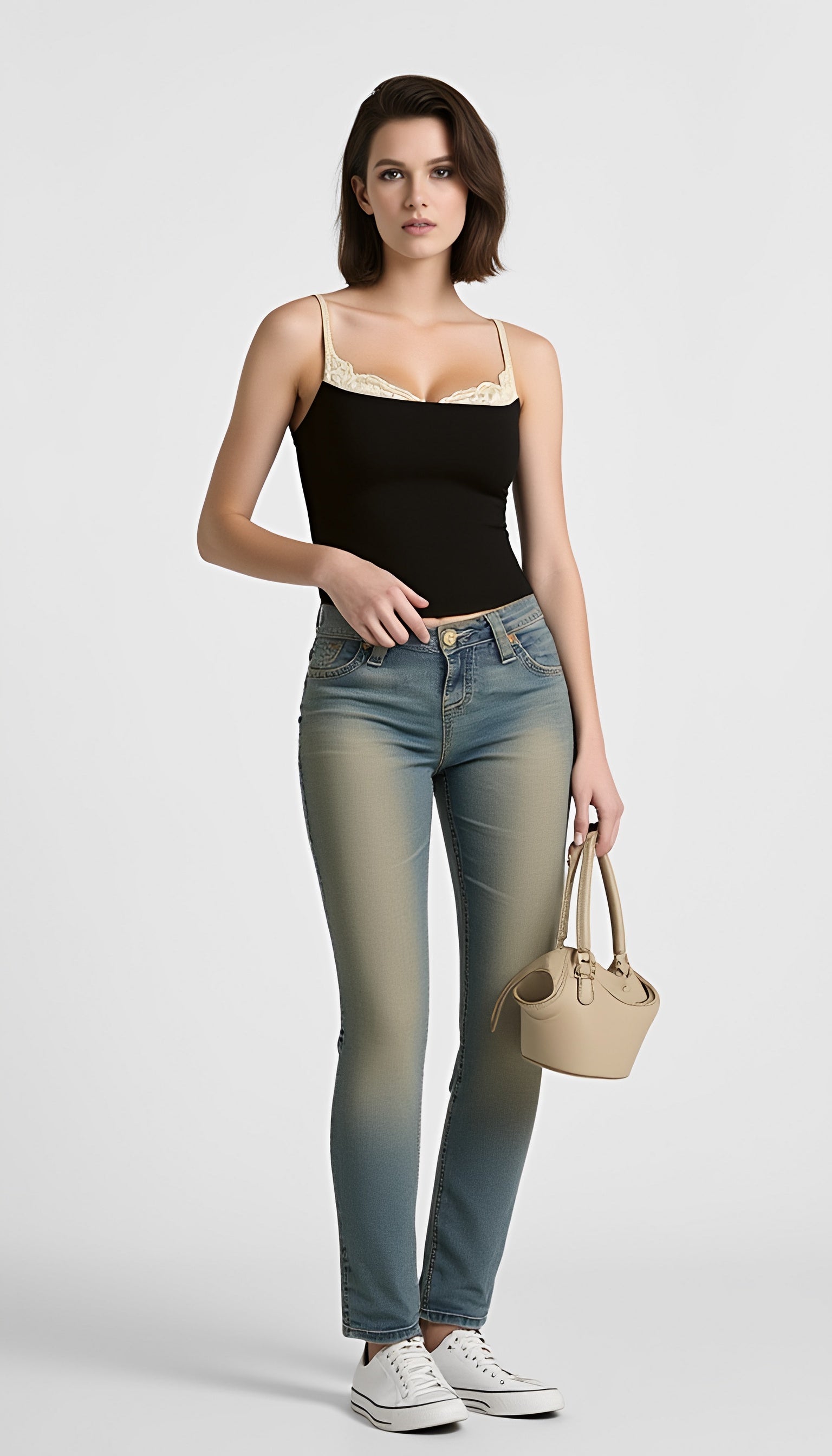 Slim Fit Lace Panel Cami Top Secondary image