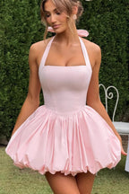 Elegant Halter Tie Bow Bodycon Cocktail Dress