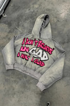 Statement Graphic Cropped Pullover Colorblock Hoodie