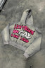 Statement Graphic Cropped Pullover Colorblock Hoodie