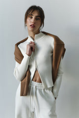 Stand Collar Slim Fit Dual Zip Cardigan